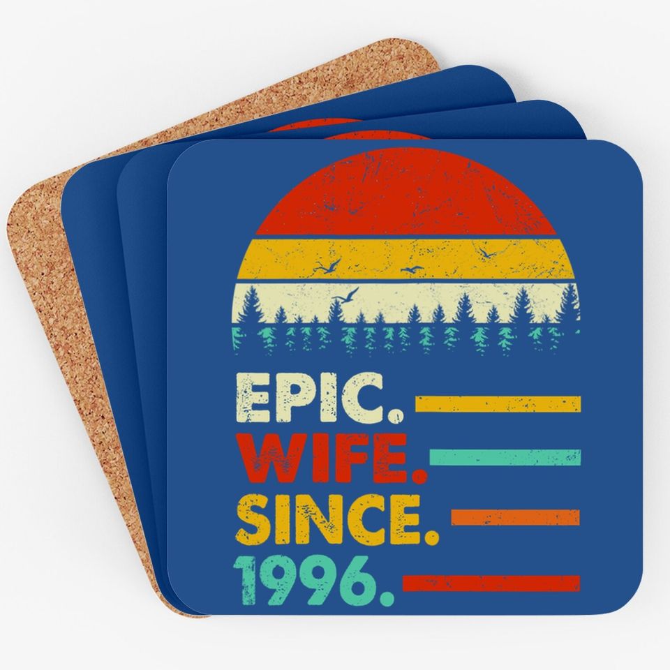 25th Wedding Anniversary Gift Epic Wife Since 1996 Coaster