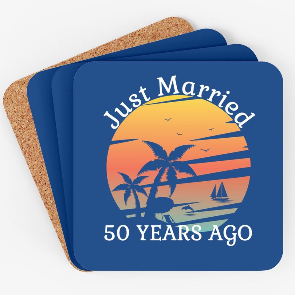 50th Wedding Anniversary Cruise Just Married 50 Years Gift Coaster
