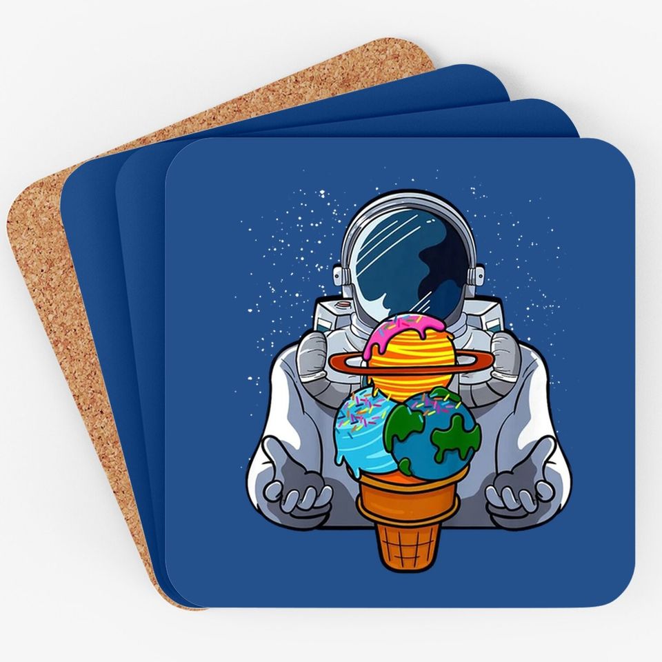 Ice Cream Astronaut Lover Space Planet Sorbet Galaxy Gelato Coaster