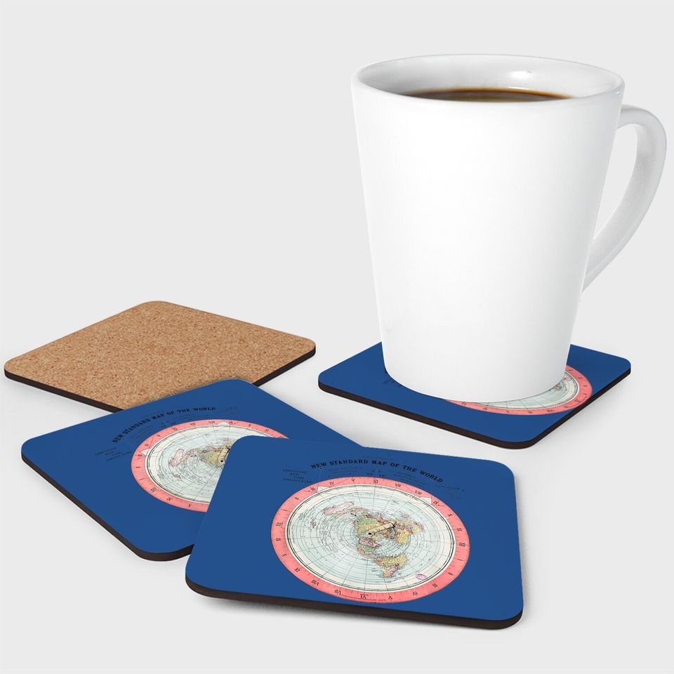 Flat Earth Theory World Map - Funny Conspiracy Theory Coaster Coaster