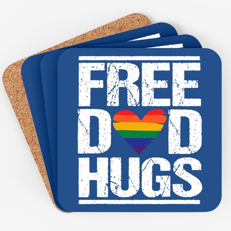 Free Dad Hugs Coaster Lgbt Pride Stepfather Daddy Papa Coaster