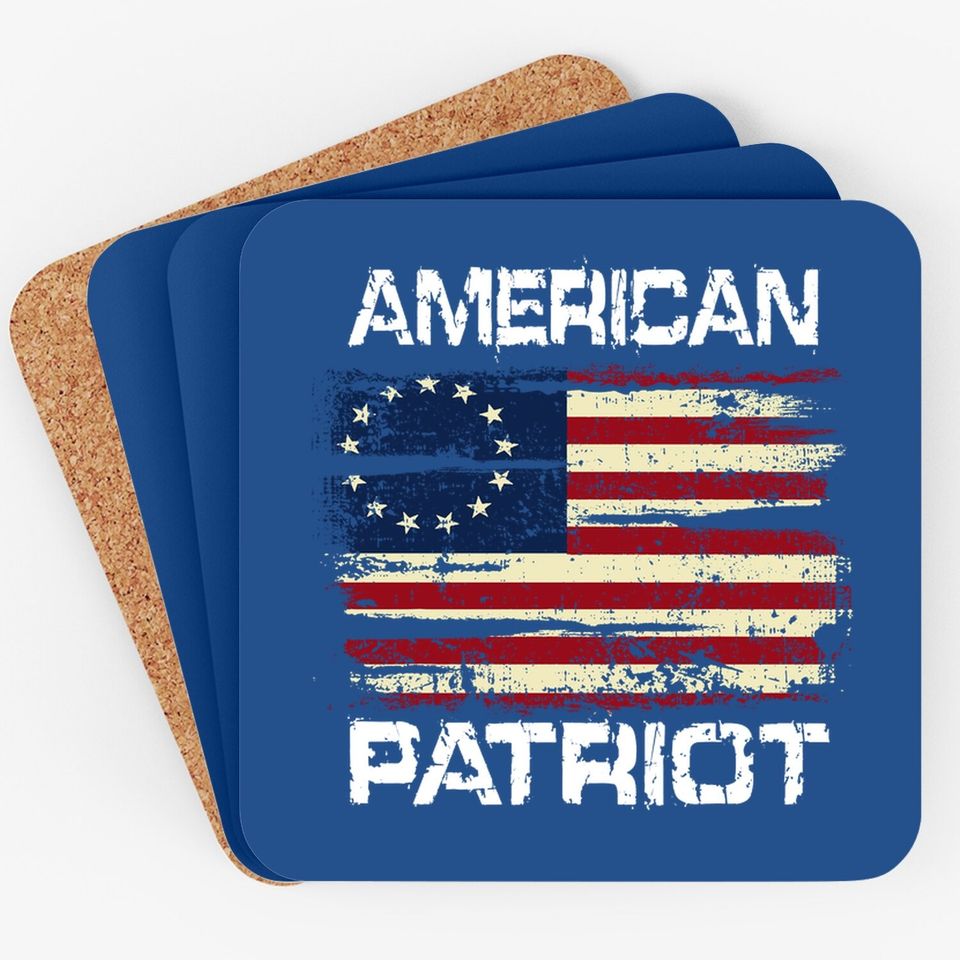 Betsy Ross American Flag 13 Star Colonies American Patriot Coaster