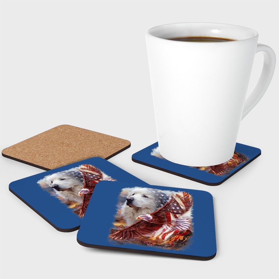 Great Pyrenees American Patriot Coaster