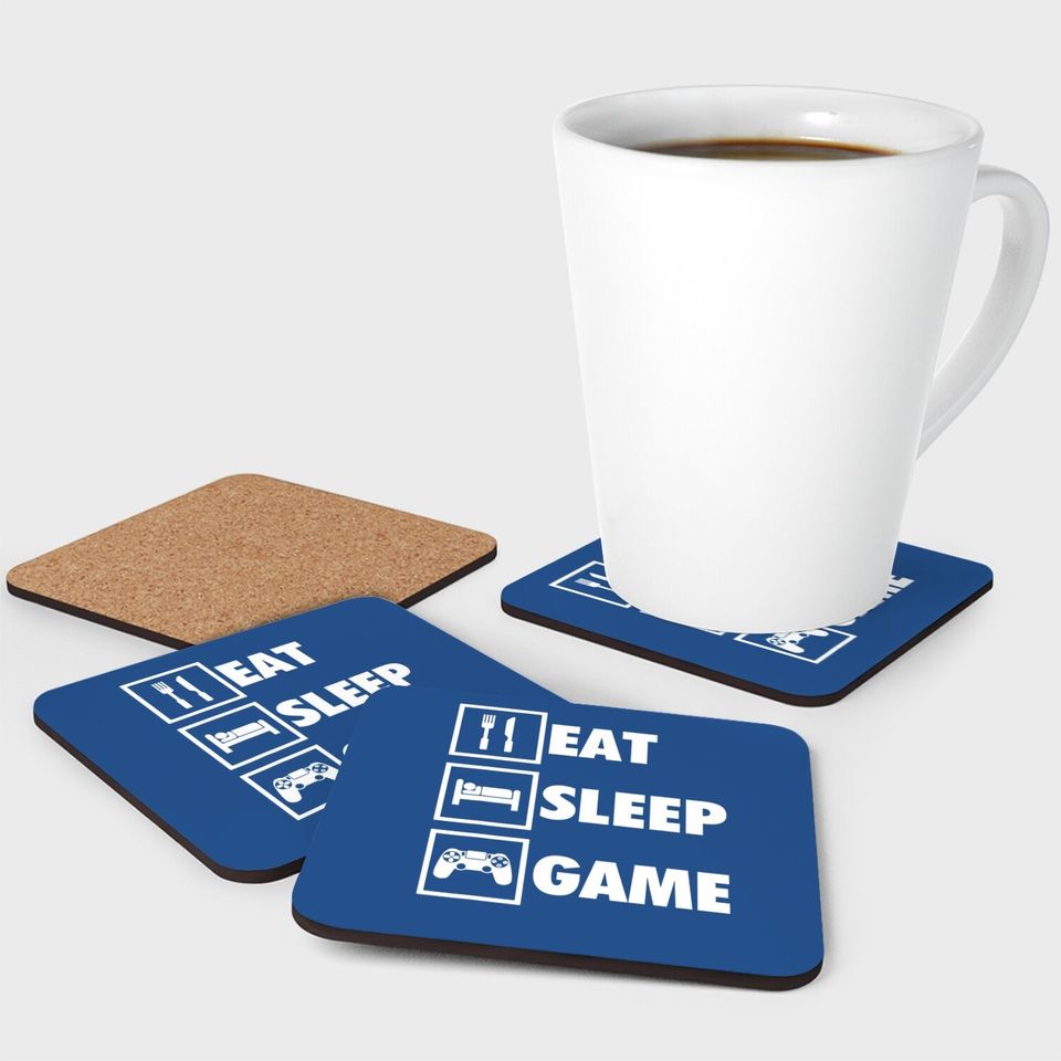 Eat Sleep Game Funny Gamer Coaster For Video Game Players