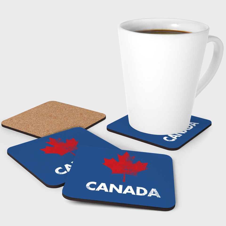 Vintage Retro Canadian Maple Leaf Coaster Canada Flag Coaster