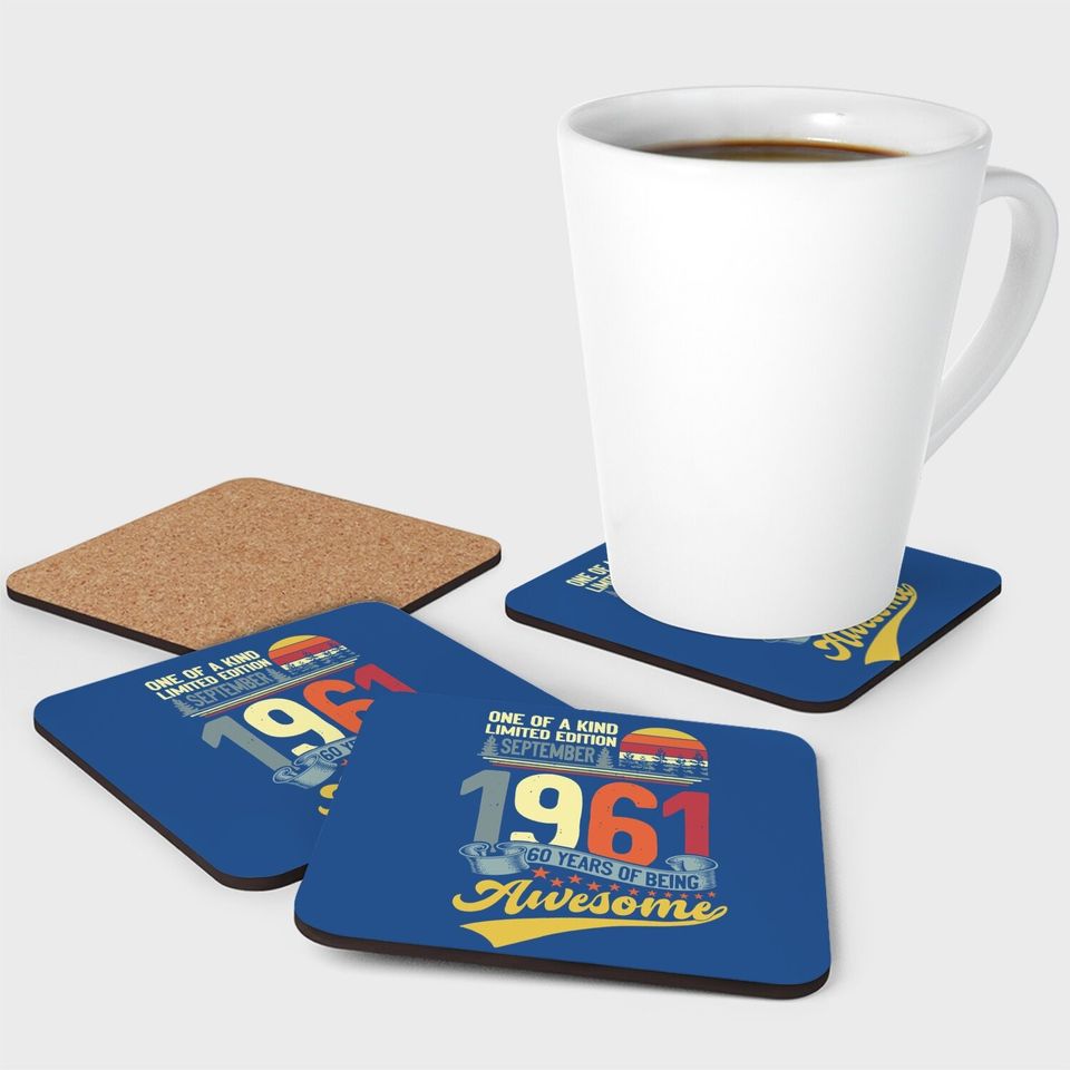 60th Birthday September 1961 60 Years Old 60th Bday Month Coaster