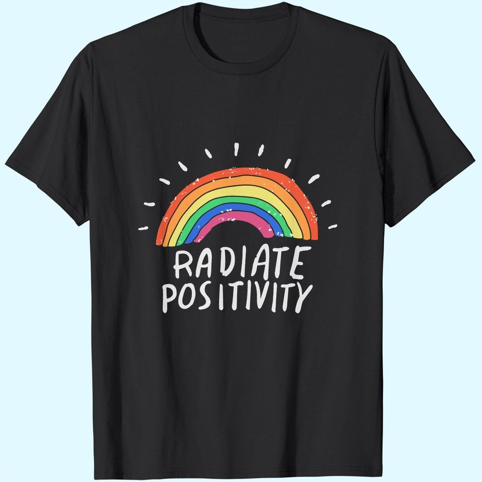 Rainbow Pride Shirt Radiate Positivity T-Shirt PrideFest Cute Graphic Tees Women Summer Casual Tops