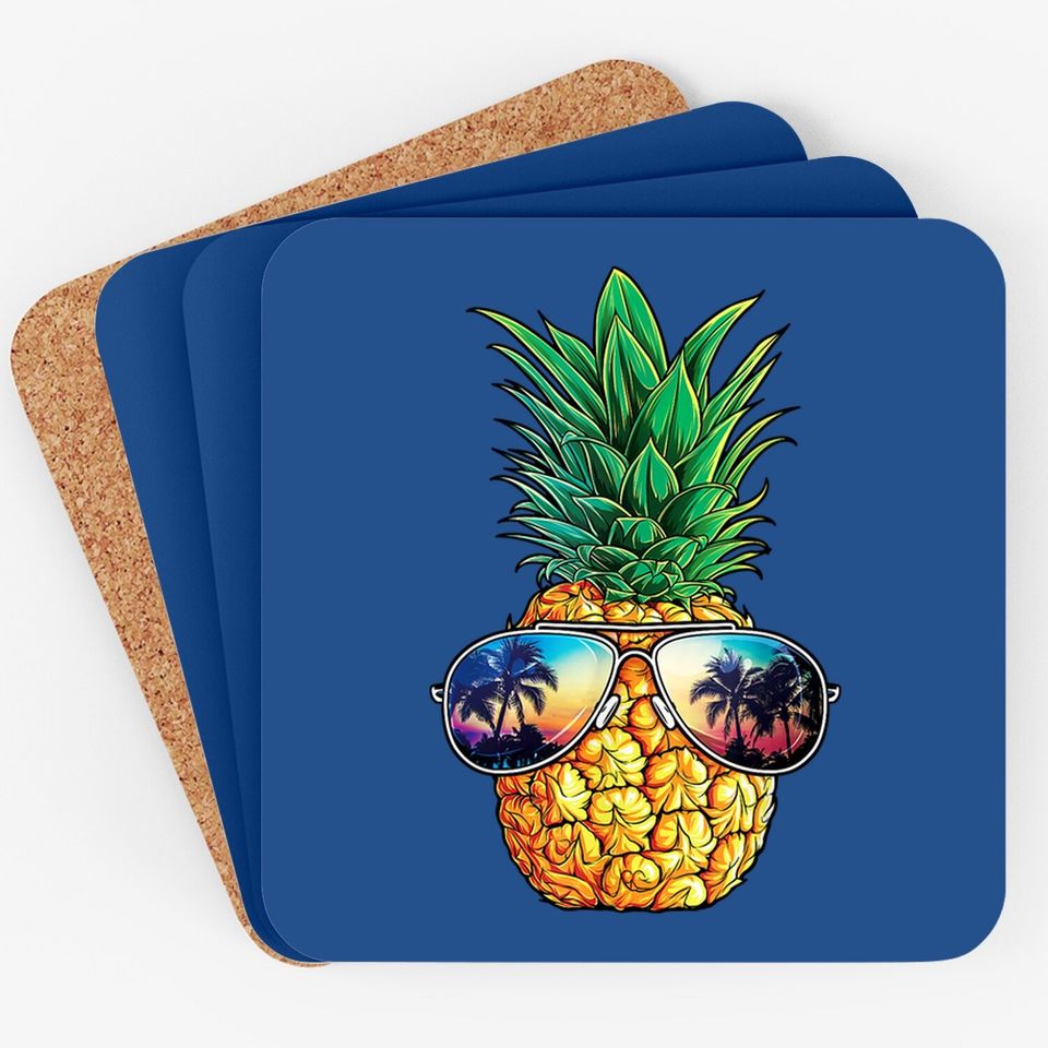 Pineapple Sunglasses Coaster Aloha Beaches Hawaiian Coaster
