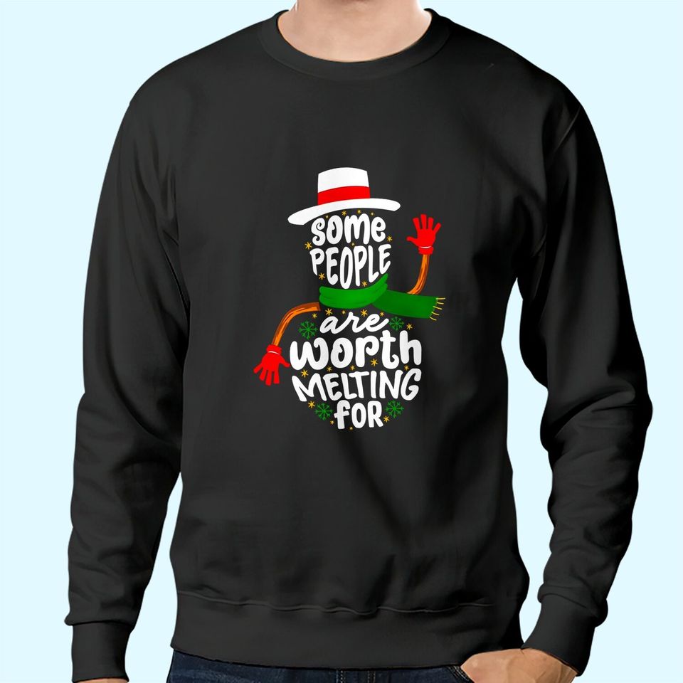 Family Buffalo Plaid Christmas Snowman Some People Are Worth Melting For Sweatshirts
