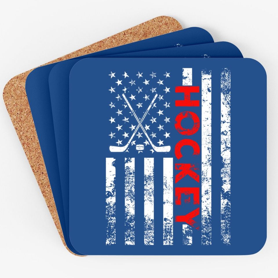 American Flag Hockey Usa Patriotic Coaster