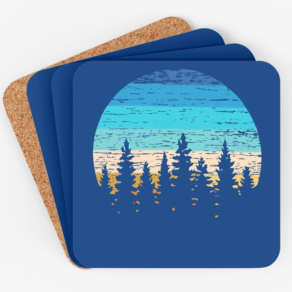 Camping Sunset Pine Tree Coaster
