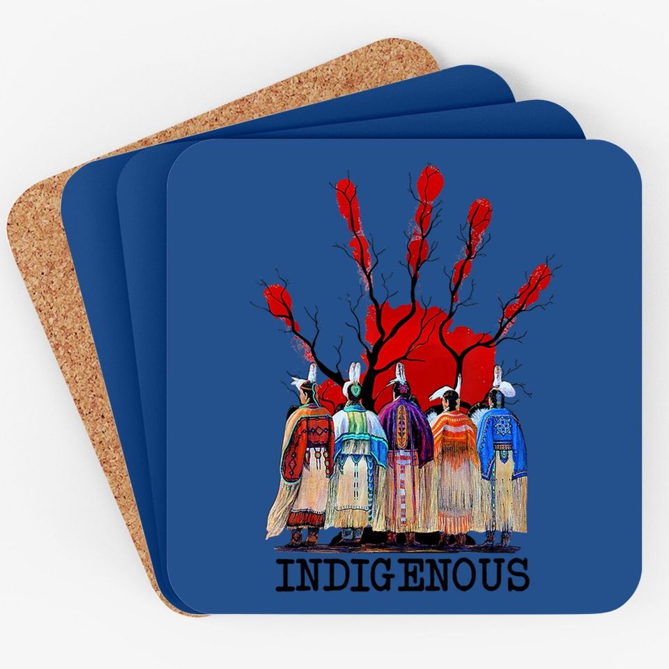 Native American Indigenous Red Hand Coaster