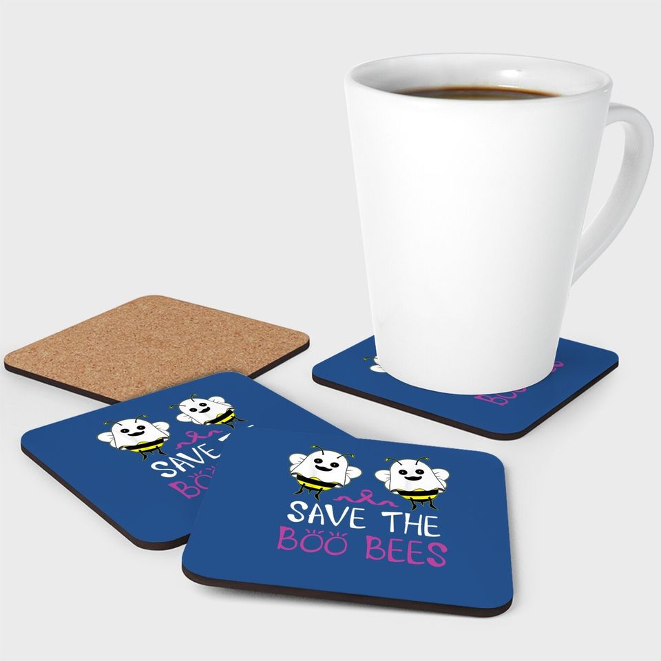 Save The Boo Bees Coaster Breast Cancer Awareness Halloween Coaster