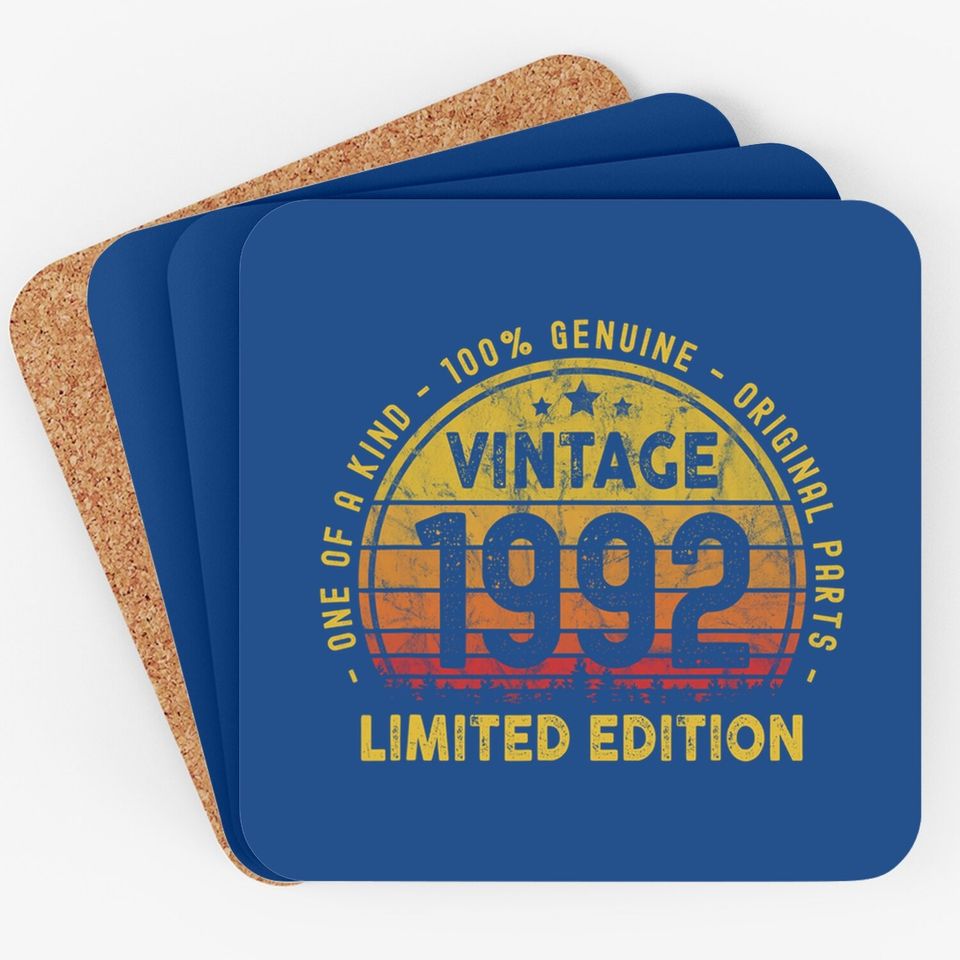 Born In 1992 Vintage 29th Birthday Gift Turning 29 Year Old Coaster