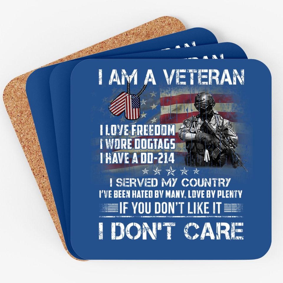 I Am A Veteran I Love Freedom My Country Funny Veteran  coaster