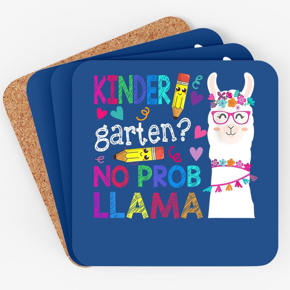 Kindergarten No Prob-llama Funny Back To School Llama Alpaca Coaster