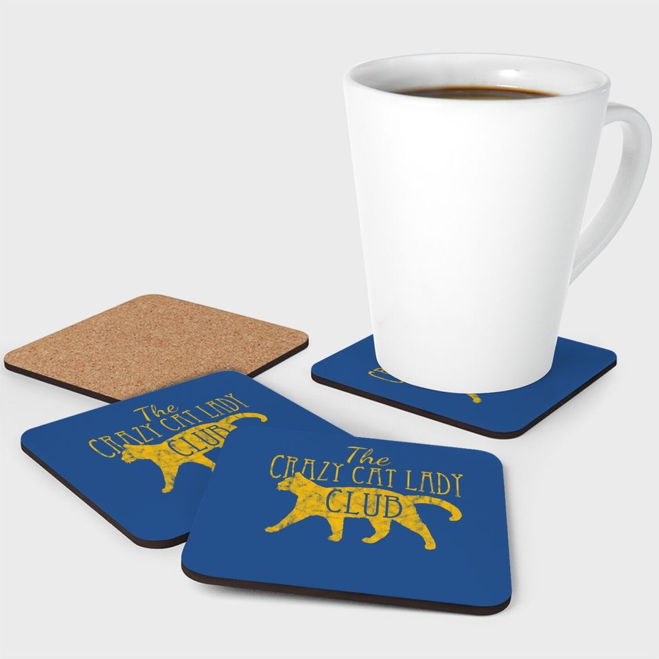 The Crazy Cat Lady Club Distressed Coaster