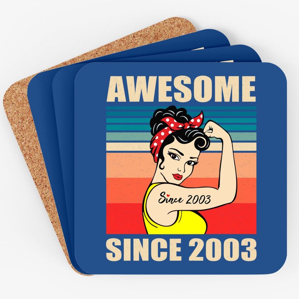 Gift For 18 Year Old Vintage 2003 Woman Coaster