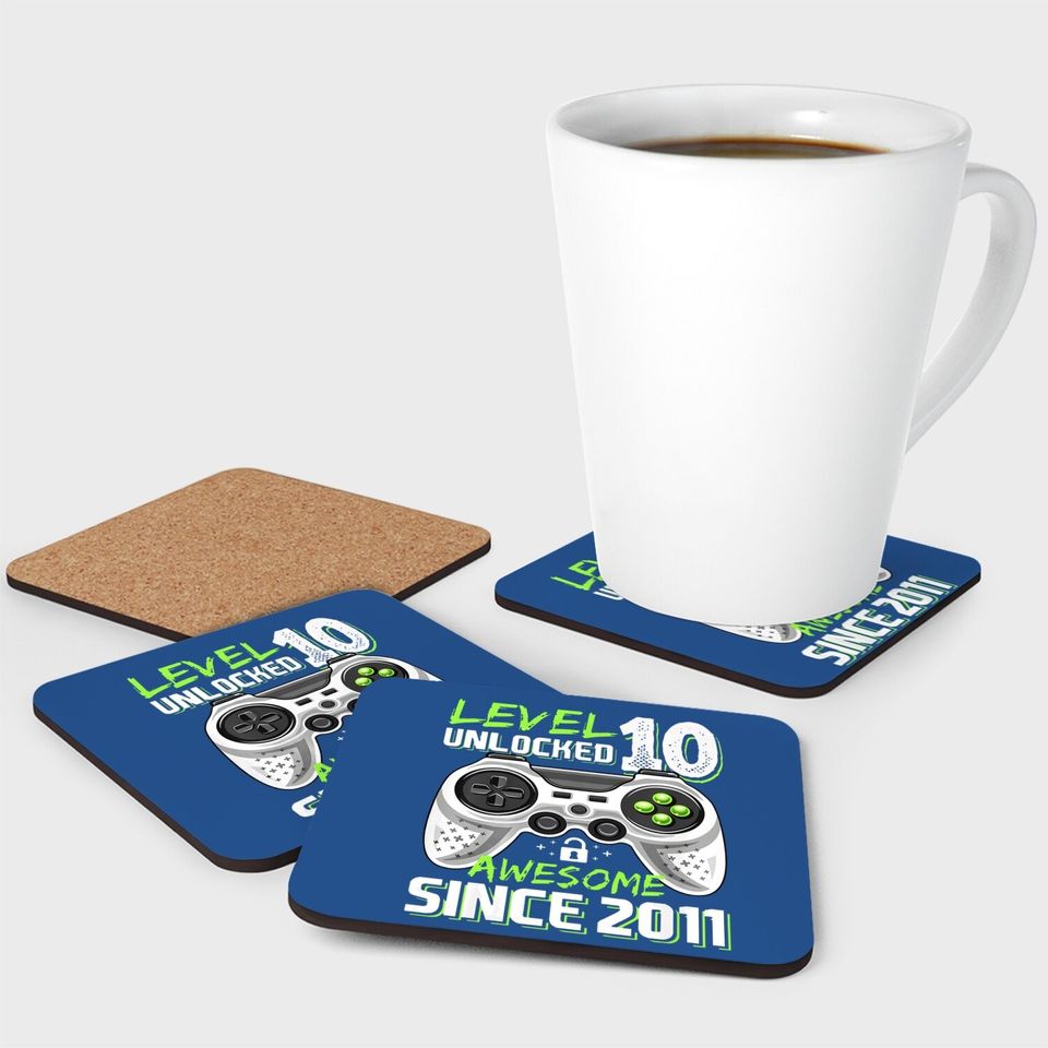 Level 10 Unlocked Awesome 2011 Video Game 10th Birthday Coaster