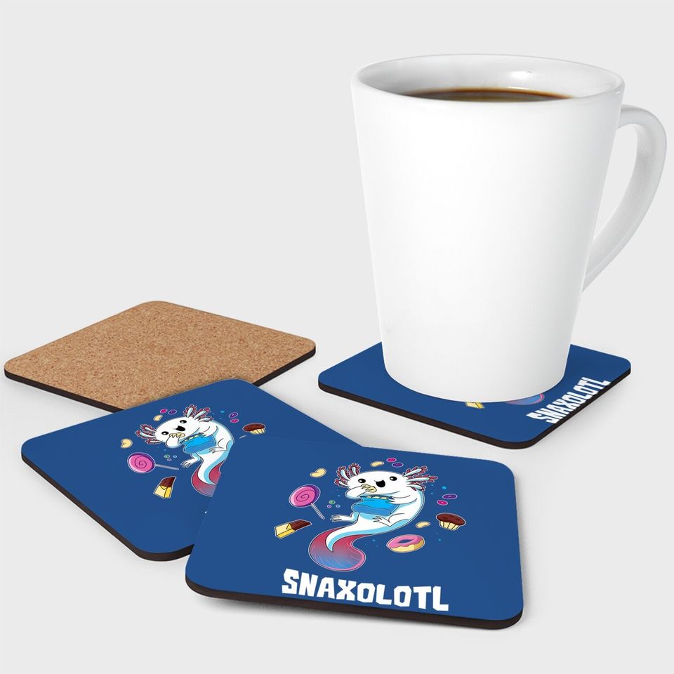 Snaxolotl Kawaii Axolotl Food Lover Amphibian Pet Gift Coaster