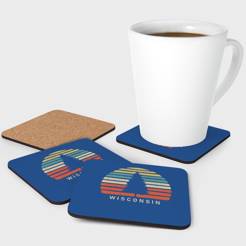 Retro Sunset Wisconsin Coaster
