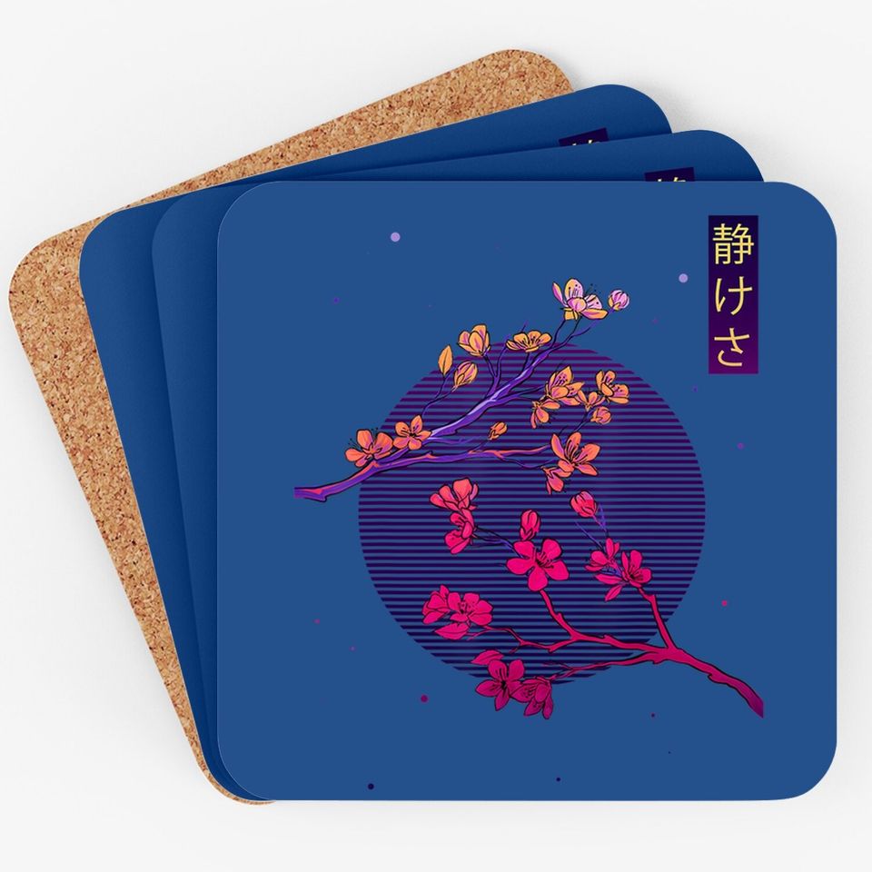Aesthetic Vaporwave Japanese Blossom Calmness Cherry Flower Coaster