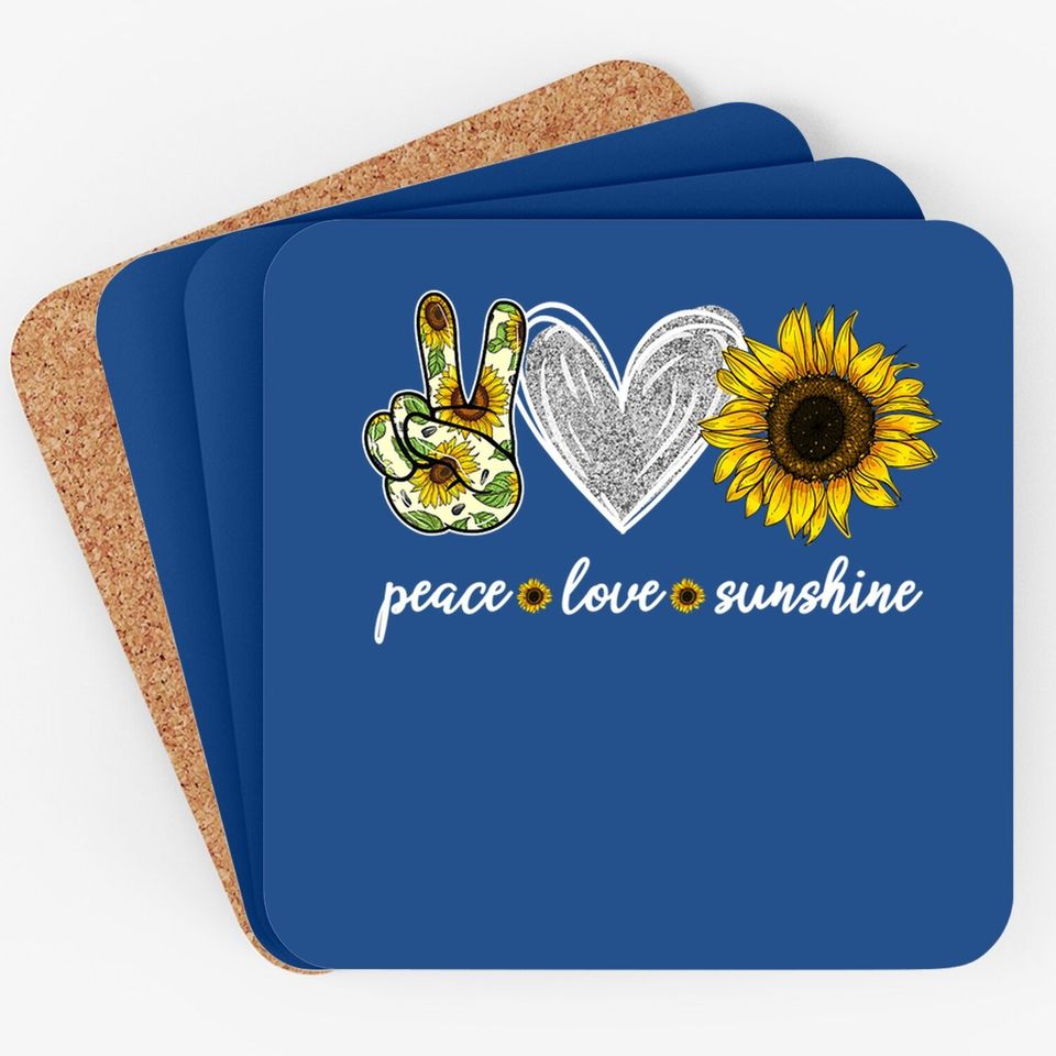 Peace Love Sunshine Sunflower Hippie Sunflower Lover Coaster