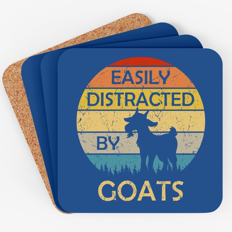 Easily Distracted By Goats Retro Vintage Funny Goat Lover Coaster