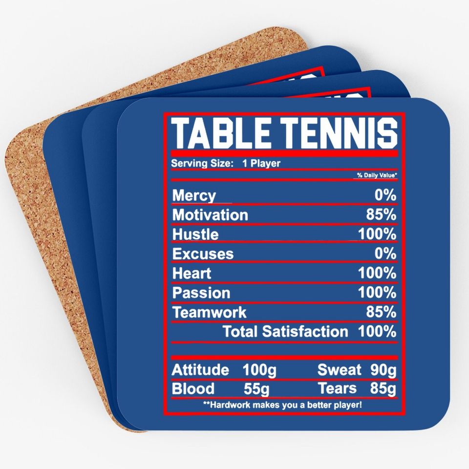Funny Table Tennis Nutrition Facts Coaster