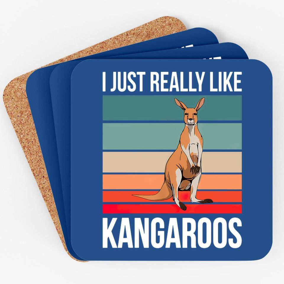 I Just Really Like Kangaroos Retro Roo Wallaby Coaster