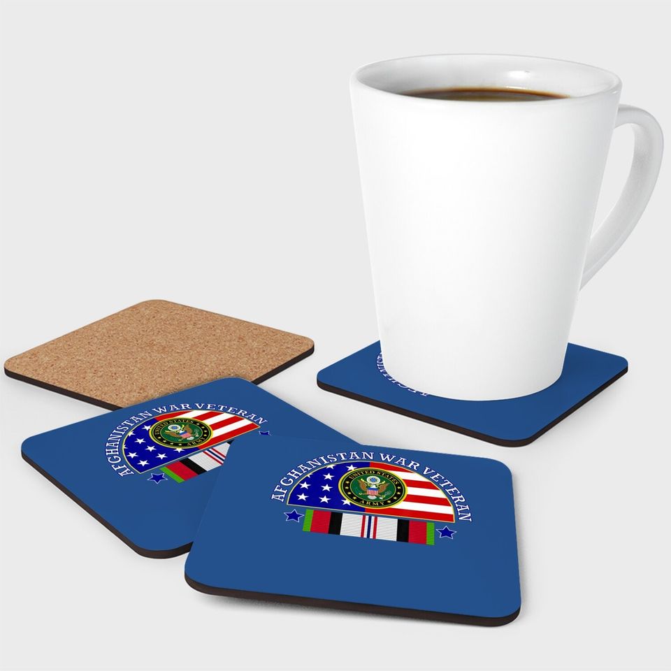 Army Afghanistan War Veteran Patch Image Coaster