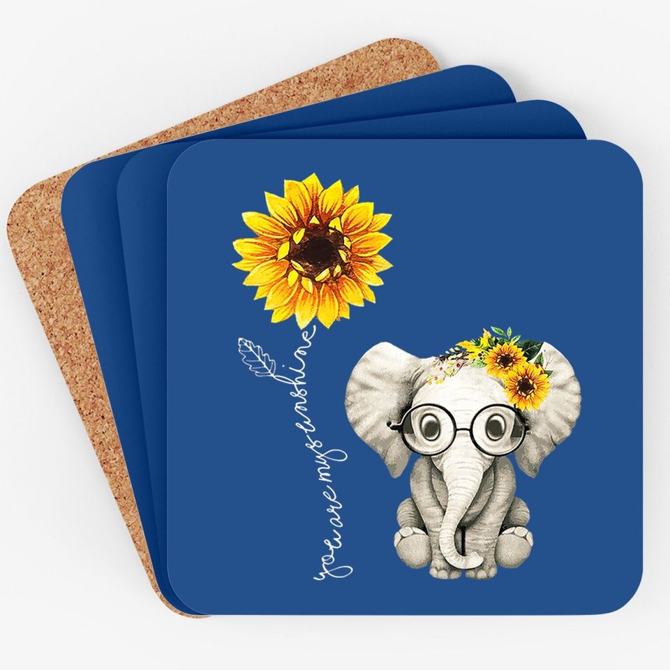 You Are My Sunshine Hippie Sunflower Elephant Coaster