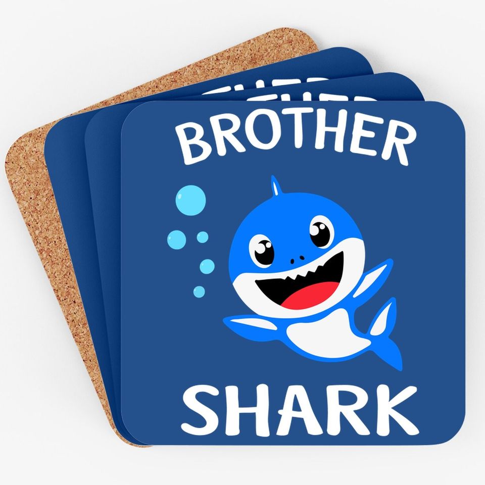 Brother Shark Gift - Cute Baby Shark Design Family Set Coaster