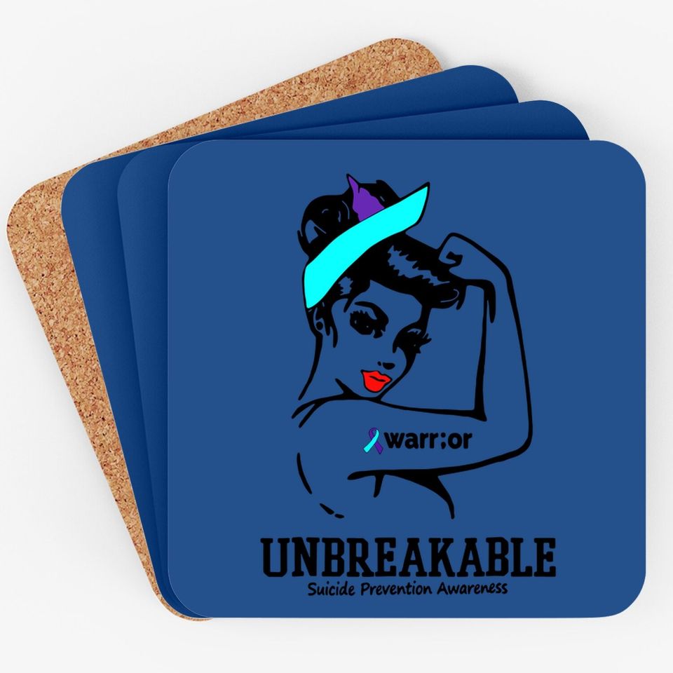 Warrior Unbreakable Suicide Prevention Awareness Coaster