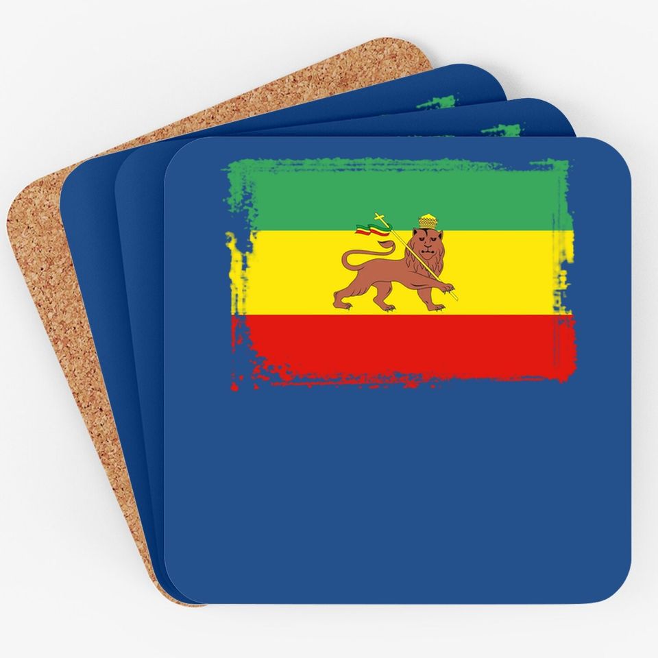 Ethiopia Flag Lion Of Judah Coaster