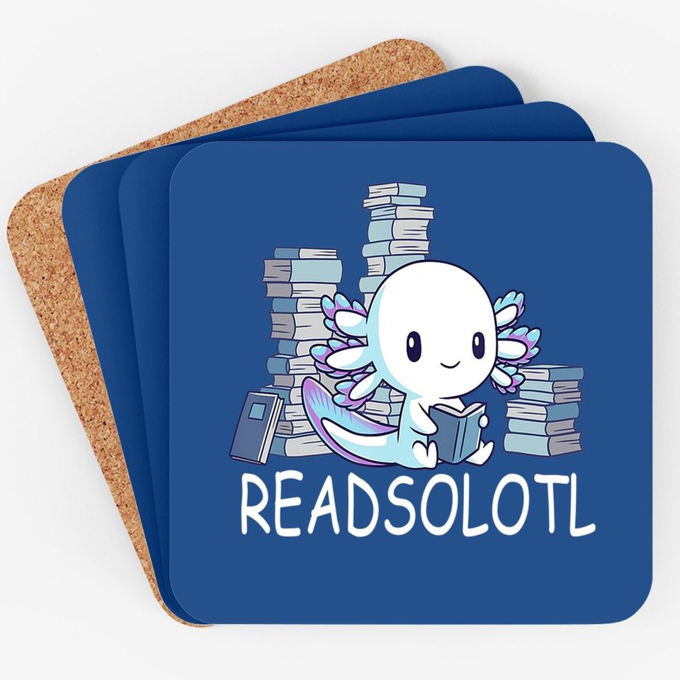 Readsolotl Axolotl Reading Fish Books Lizard Coaster