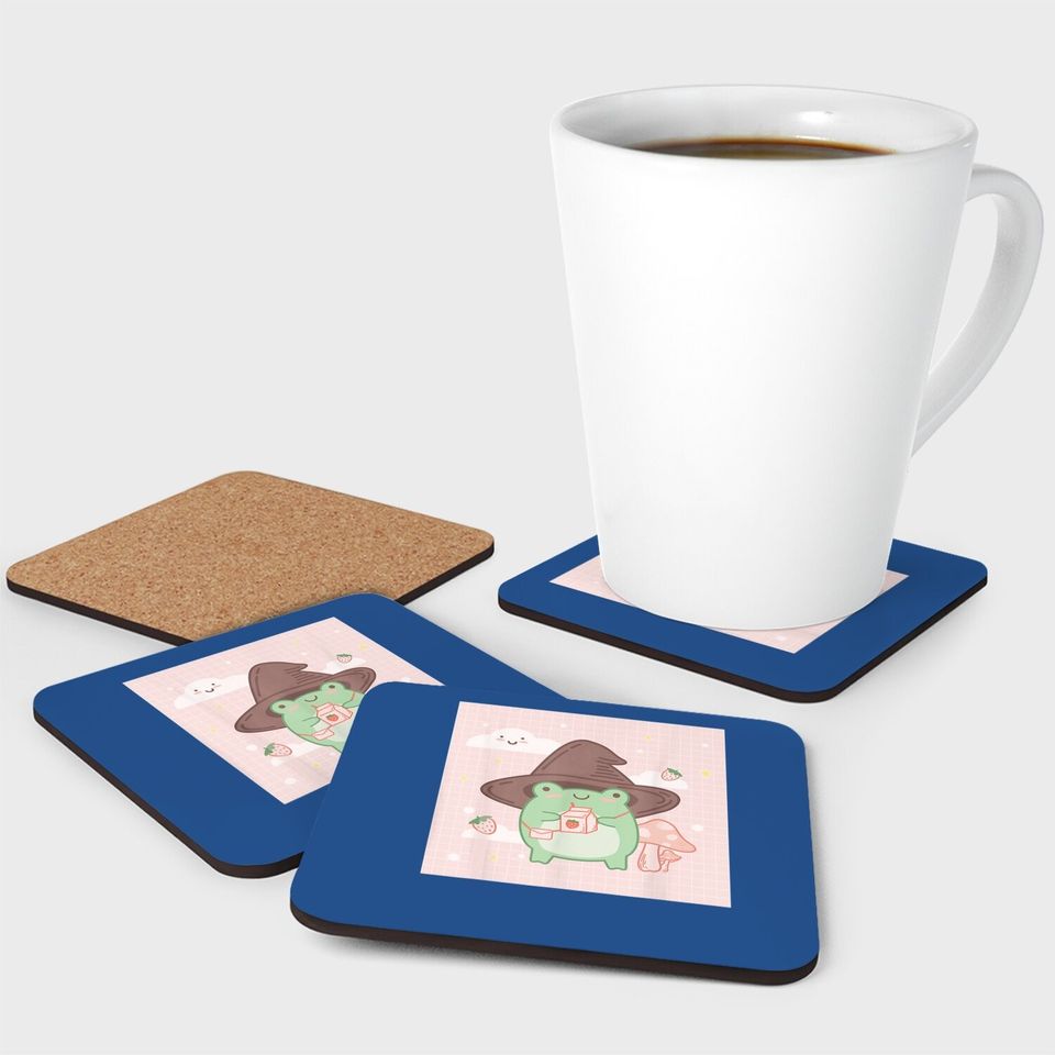 Cotttagecore Frog Wizard Kawaii Aesthetic Coaster
