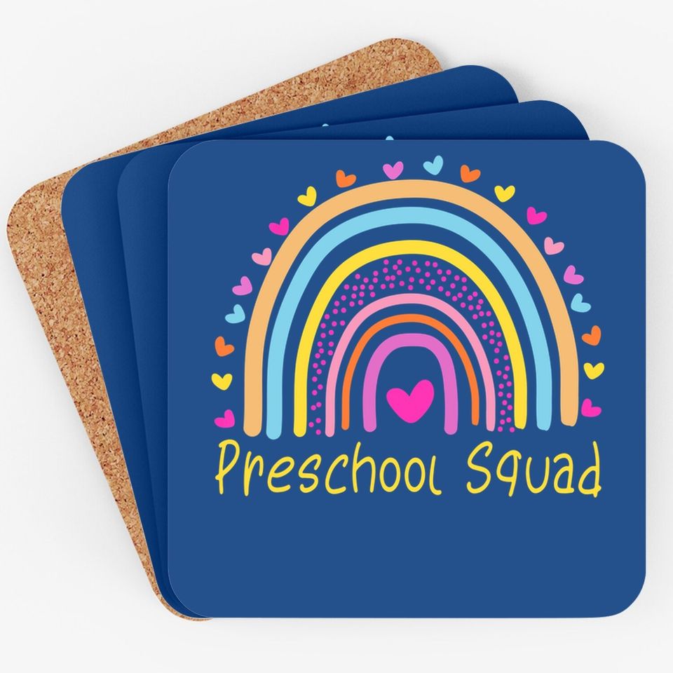 Preschool Squad Teacher Rainbow Coaster