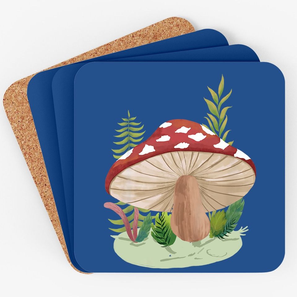 Foraging Wild Mushroom Vintage Retro Fungi Champignon Coaster