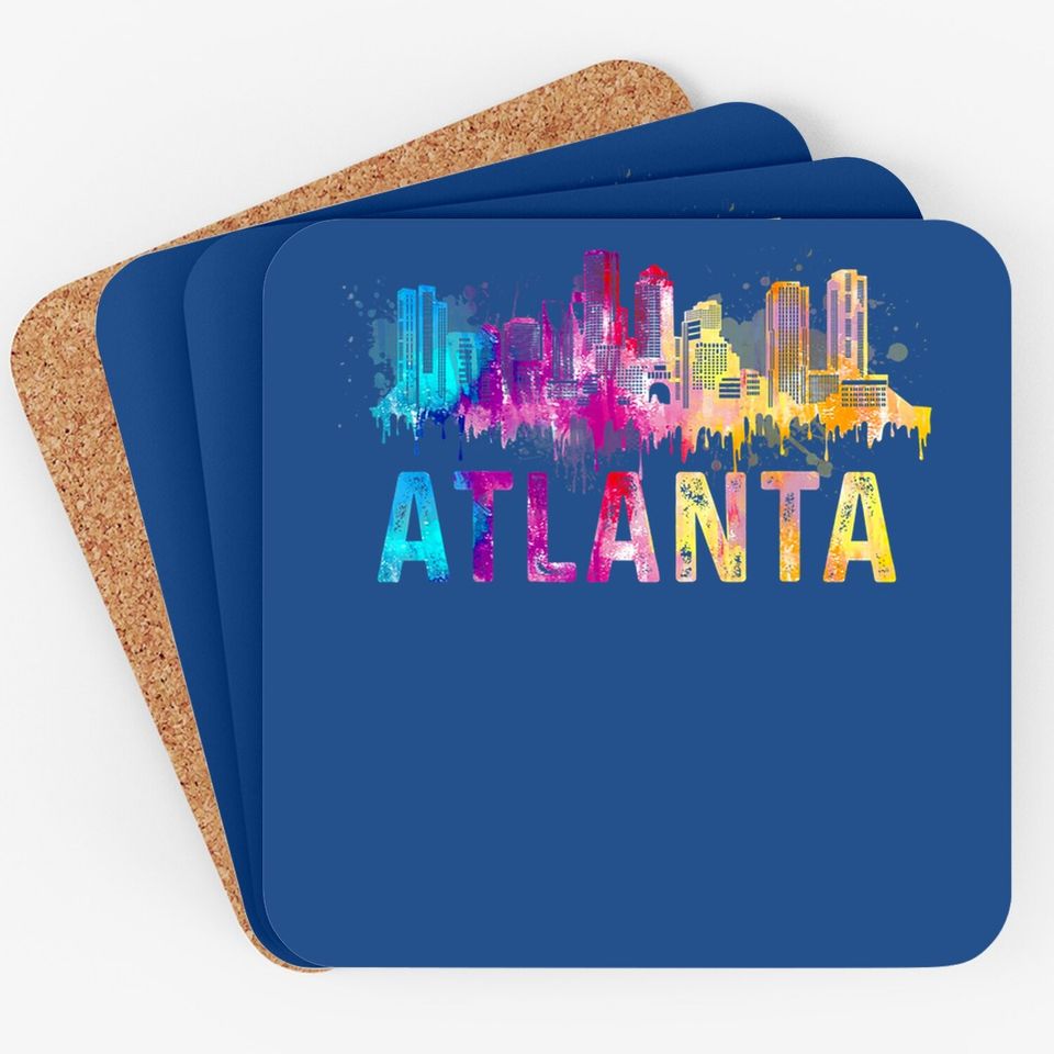 Atlanta Georgia Retro Watercolor Skyline Gifts Coaster