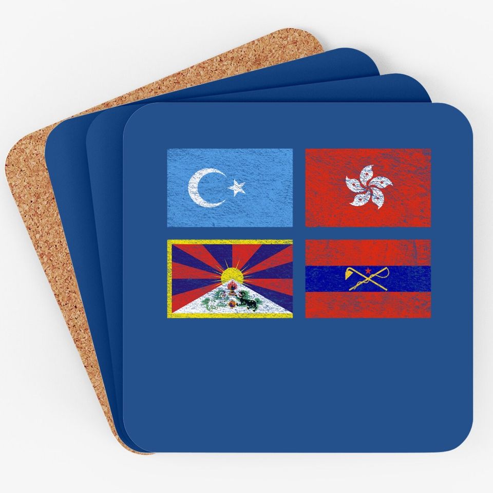 Free Tibet Uyghurs Hong Kong Inner Mongolia China Flag Coaster