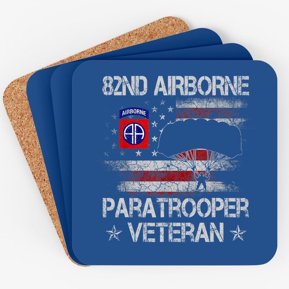 Airborne Paratrooper Veteran Flag Coaster, Veterans Day Coaster