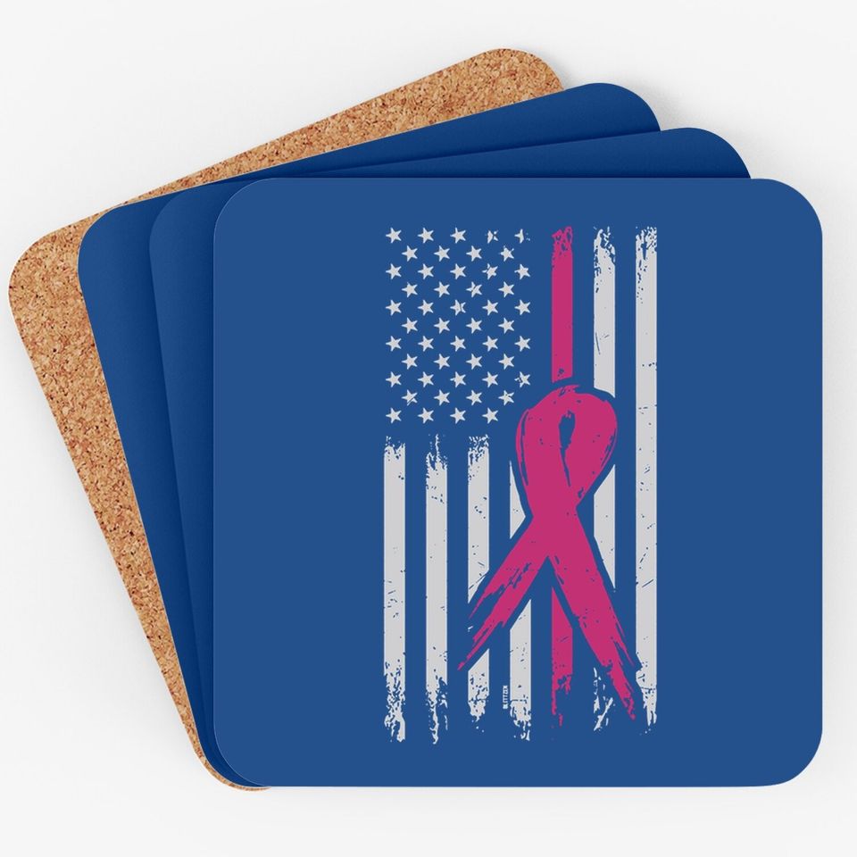 Blittzen Breast Cancer Flag Coaster