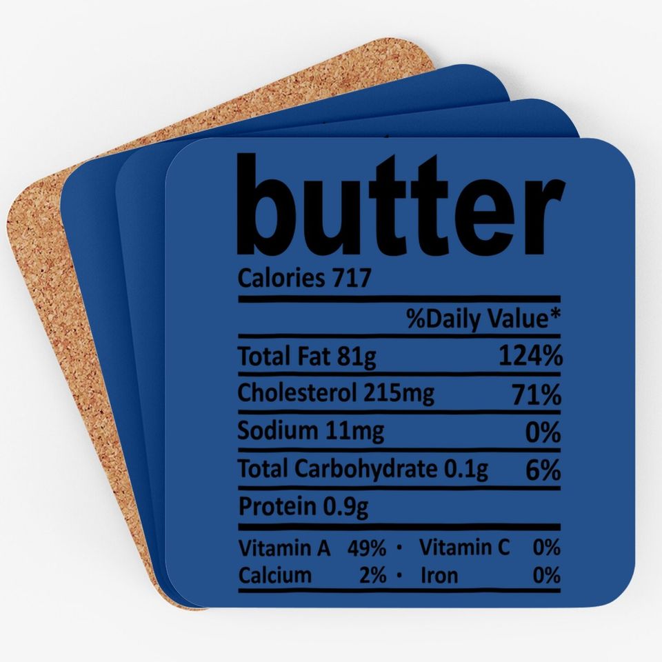 Butter Nutrition Facts 2021 Thanksgiving Food Gift Coaster
