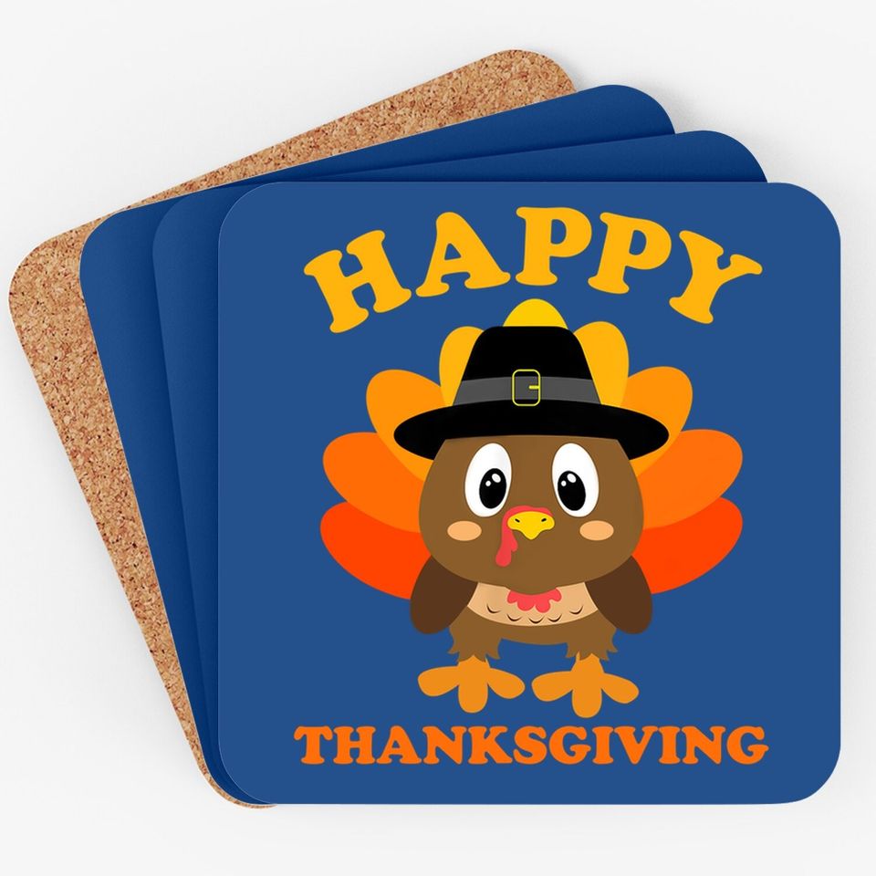 Happy Thanksgiving Coaster For Boys Girls Pilgrim Turkey Coaster