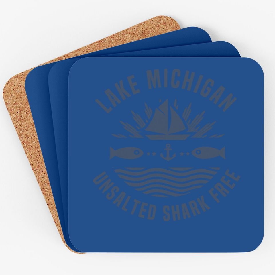Lake Michigan Unsalted Shark Free Great Lakes Gift Coaster