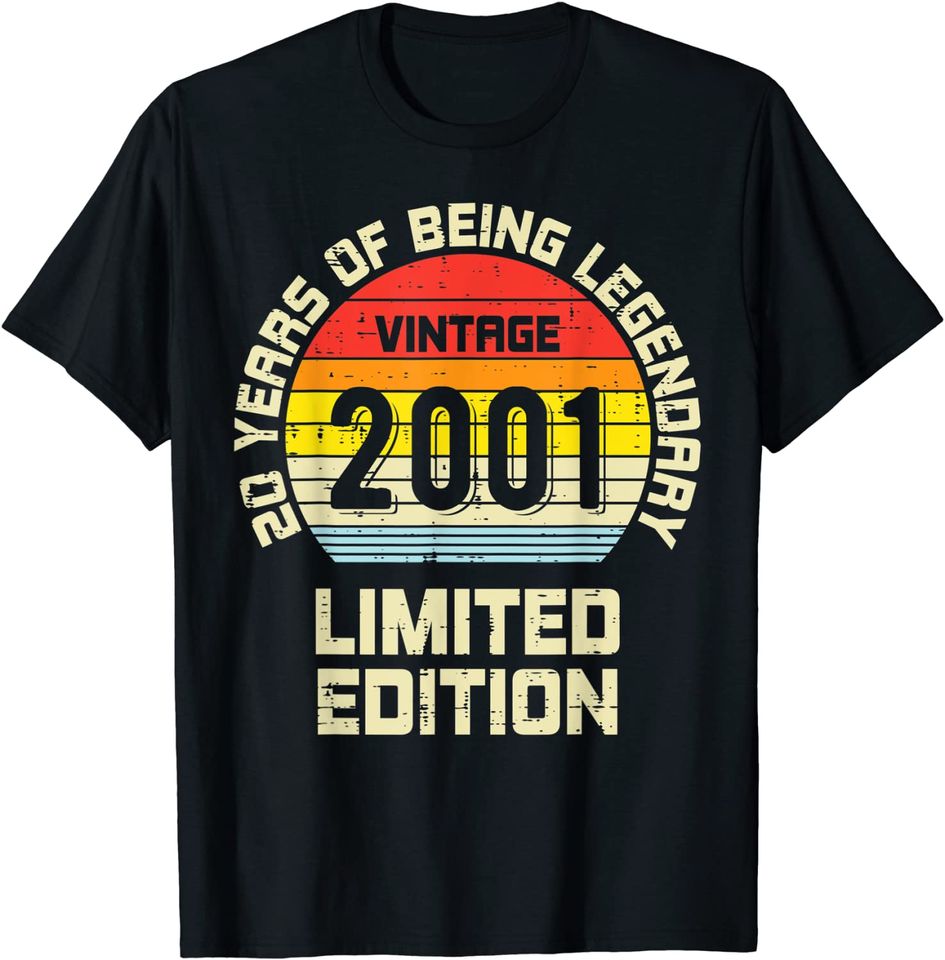 Vintage 2001 Limited Edition 20 Legendary 20th Birthday Gift T-Shirt