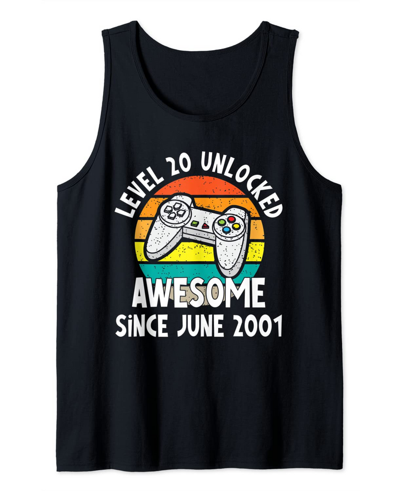 Level 20 Unlocked Awesome June 2001 Video Game 20th Birthday Tank Top