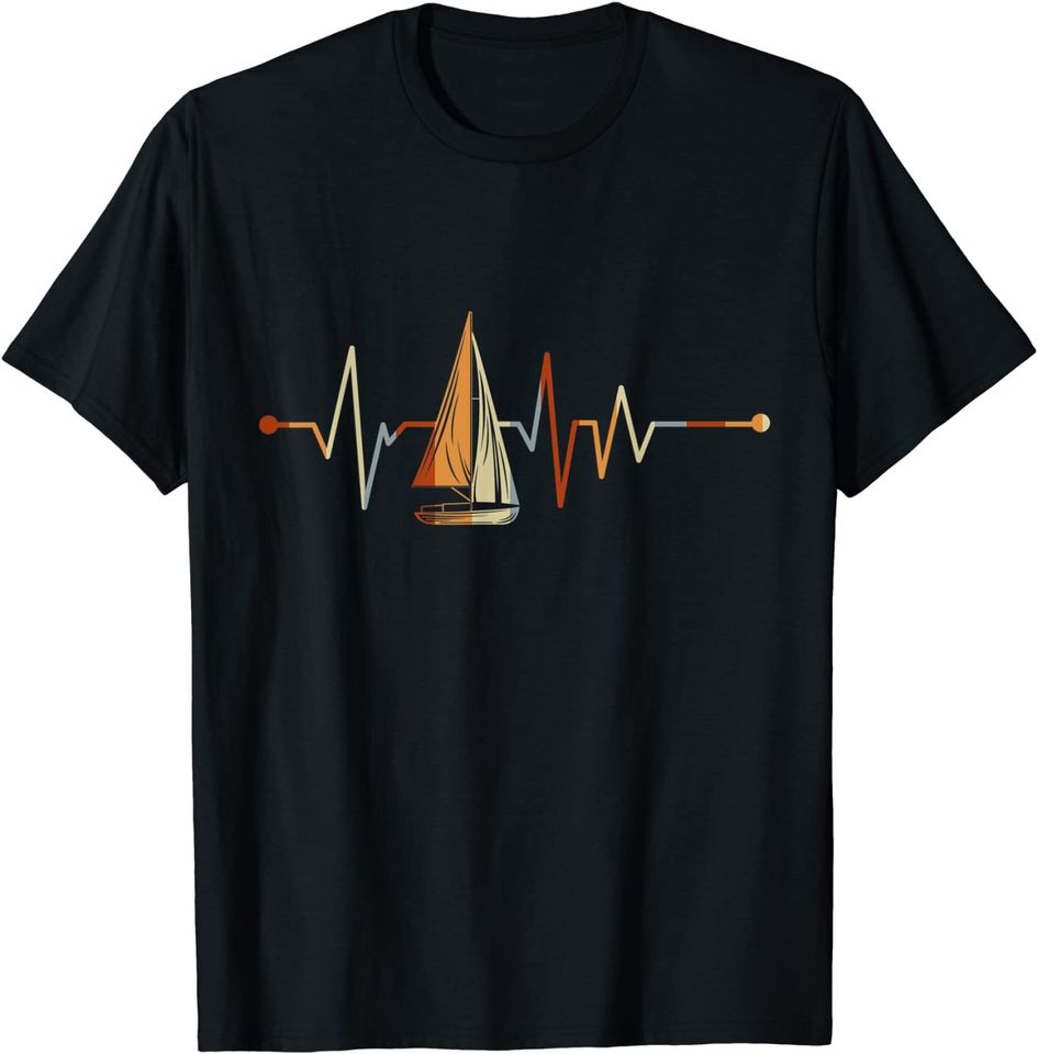Sea Captain Gift Sail Boat Heartbeat Boat Sailing T Shirt