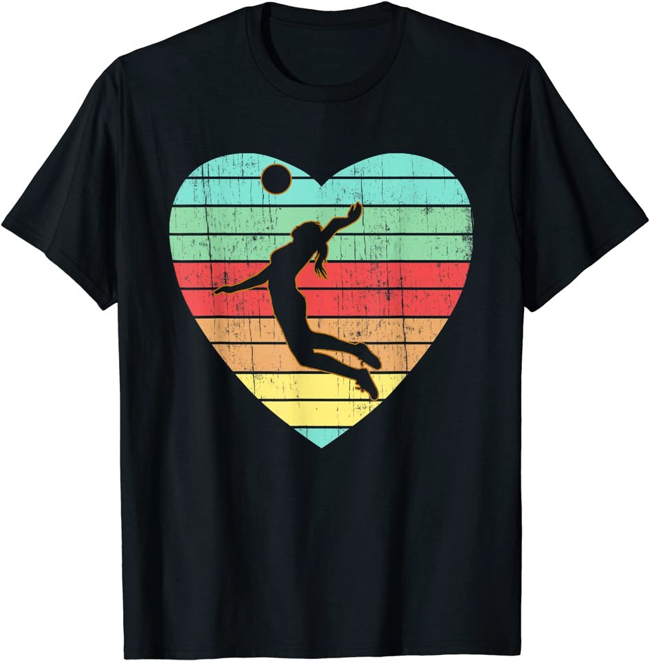 Vintage Valentines Day Heart Gifts Volleyball Player T Shirt